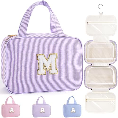 TOPEAST Travel Hanging Toiletry Bag, Personalized Initial Toiletry Pouch by TOPEAST