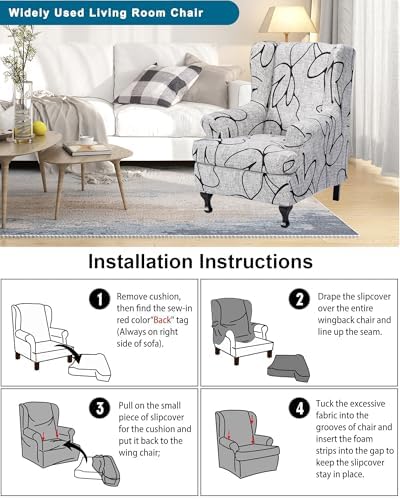 CRFATOP Wingback Chair Covers Stretch Armchair Slipcovers - Image 6