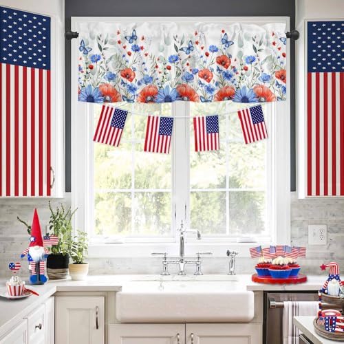 Vandarllin Summer 4th of July Kitchen Curtains Valances - Image 2