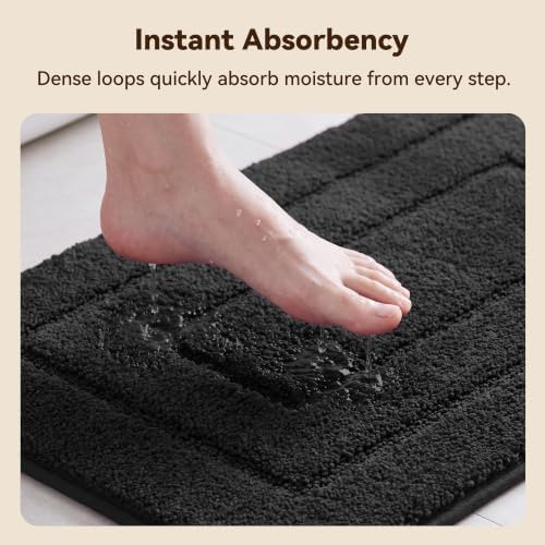 GRANNY SAYS Black Bathroom Runner Rug 24" x 48", Soft Microfiber Bath Mat - Image 3