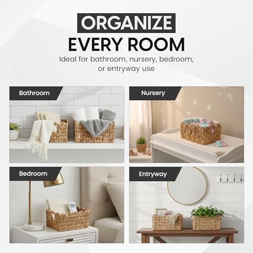 ByteX Scalloped Basket Set Water Hyacinth Wicker Storage Baskets - Image 3