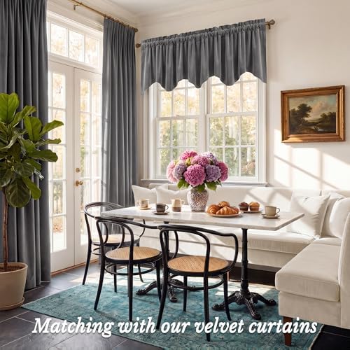 StangH Grey Scalloped Valance for Windows 52x18 Inch, 1 Panel - Image 2
