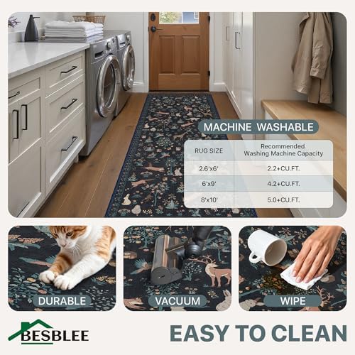 BESBLEE 2X7 Washable Kitchen Runner Rug, Animal Non Slip - Image 5