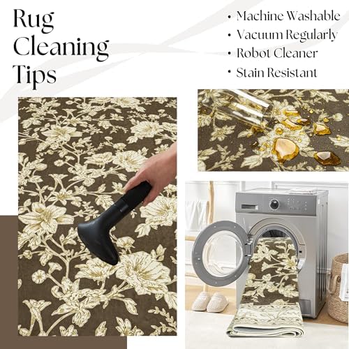Brown Runner Rugs 2x6 for Hallway, Modern Washable Low Pile Long Carpet - Image 5