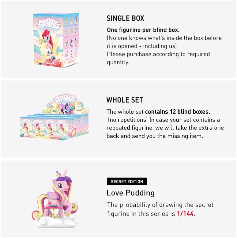 POP MART My Little Pony Leisure Afternoon Series, My Little Pony Blind Box Figures, Random Design Action Figures Collectible Toys Home Decorations, Holiday Birthday Gifts, Single Box