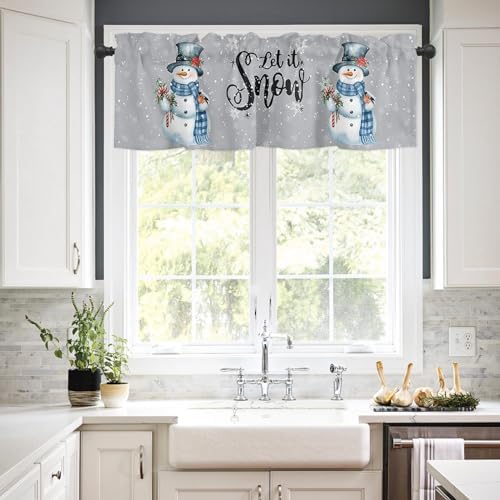 Vandarllin Snowman Christmas Kitchen Curtains and Valances Set, Let It Snow - Image 4