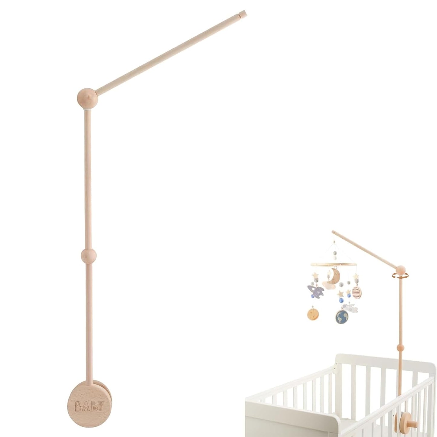 JETMHH Baby Crib Mobile Arm Holder - 36 Inch Large Version Safe Anti Slip Baby Mobile Hanger