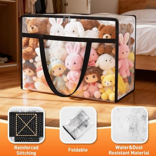 4 Packs 90L Clear Under Bed Storage Containers, Large Clothes Storage Bags - Image 3