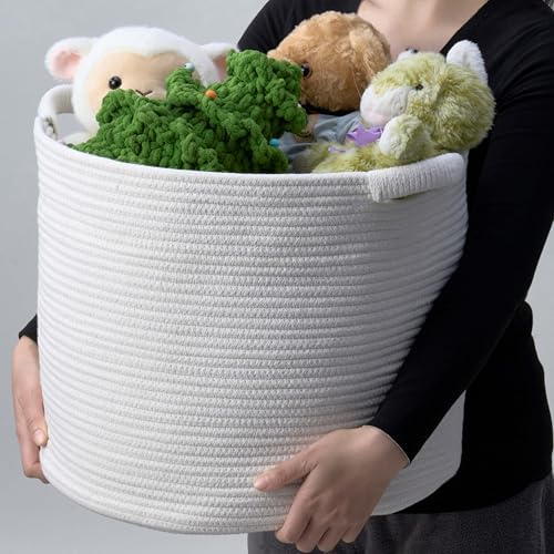 Blanket Basket for Living Room, Woven Rope Storage Basket - Image 6