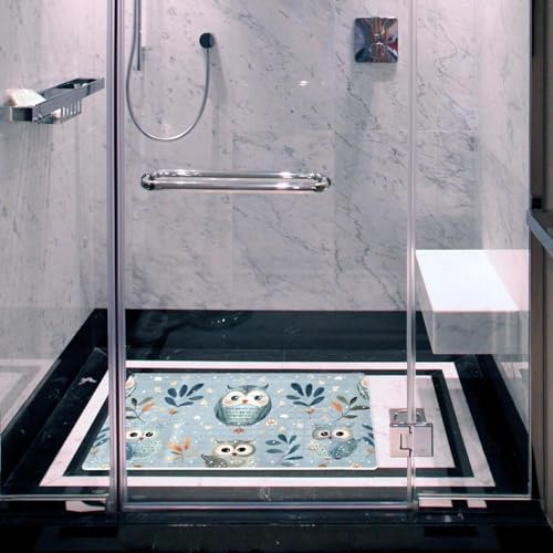 Shower Mat Non Slip, Owls Pattern Leaves Anti Slip Bath Mat - Image 6