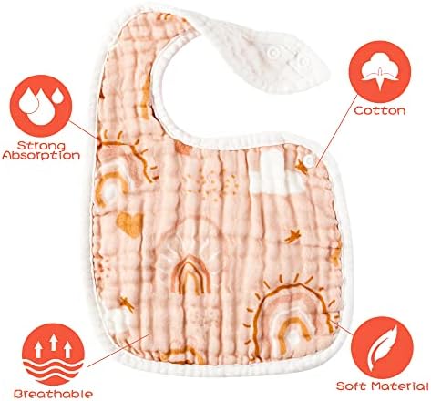 Zainpe 6Pcs Snap Muslin Cotton Bibs - Image 3