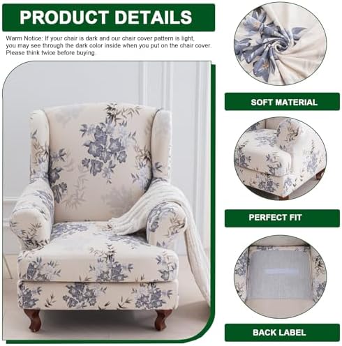 CRFATOP Wingback Chair Covers Stretch Armchair Slipcovers - Image 2