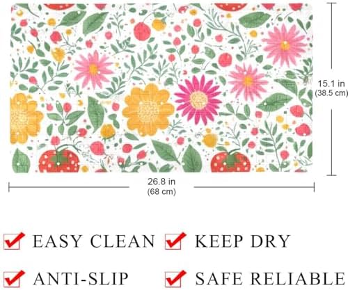 Bathtub Mat Non Slip 26.8x15.1In, Tomato Florals Bath Mat - Image 4