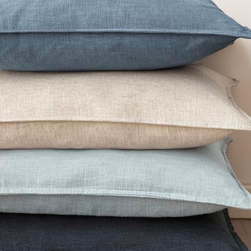 Foindtower Linen Solid Decorative Throw Pillow Covers 24x24 Inch Misty Blue - Image 5