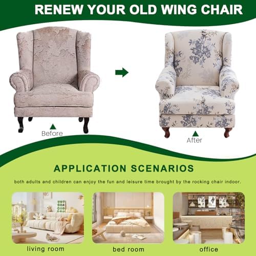 CRFATOP Wingback Chair Covers Stretch Armchair Slipcovers - Image 6