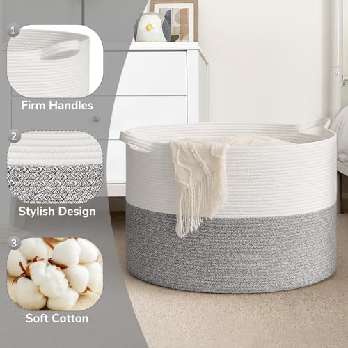 Goodpick Extra Large Woven Blanket Basket Living Room, Toy Bin - Image 5