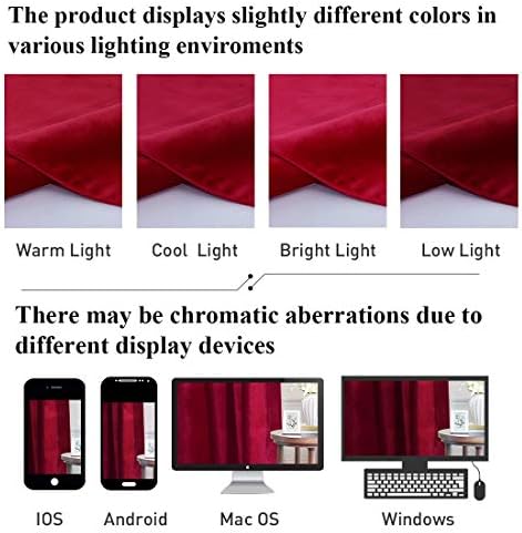 StangH Extra Wide W98 inches Red Velvet Window Valances, 1 Panel - Image 6