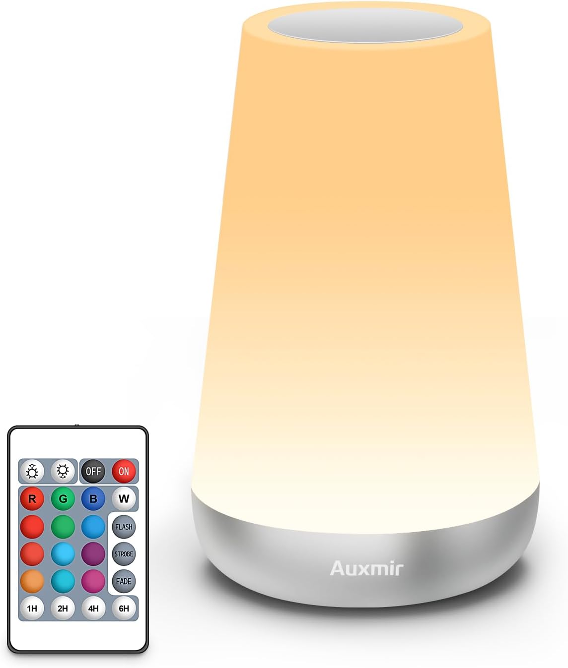 Night Light for Kids Baby, 2500mAh13 RGB Colors & 5 Brightness, Portable Rechargeable LED Bedside Lamp for Baby Nursery, Night Lights for Bedroom Living Room Bathroom Hallways, Silver