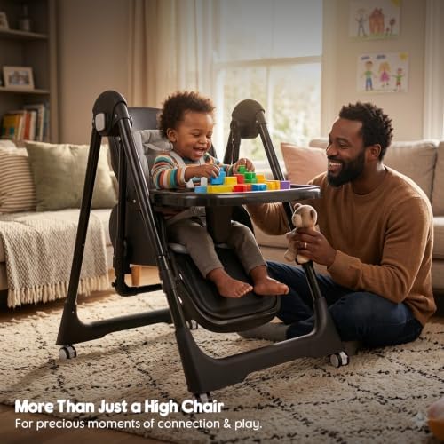 Foldable High Chairs for Babies and Toddlers Convert to Baby Rocker - Image 5