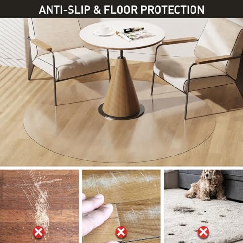 Clear Plastic Area Mat for Under Dining Table, 8ft Round No Slip Waterproof - Image 3