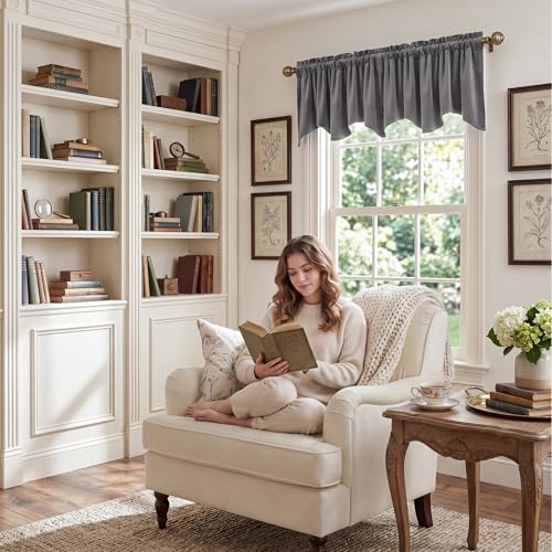 StangH Grey Scalloped Valance for Windows 52x18 Inch, 1 Panel - Image 3