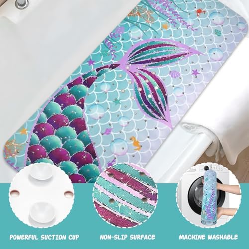 Mermaid Bathtub Mat Non Slip, Cute Baby Bath Mat - Image 3
