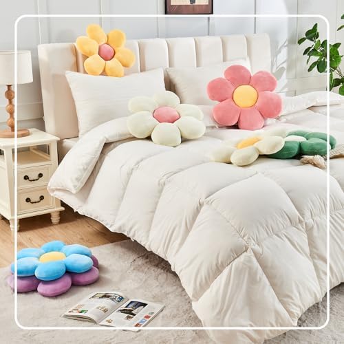 Kcvvcr White Yellow Flower Pillow, 14.9" Cute Flower Shaped Floor Pillow - Image 6