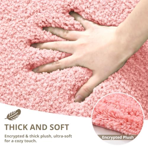 Polyester Bathroom Rug 40"x60" Pink, Large Soft Shaggy Bath Mat - Image 4