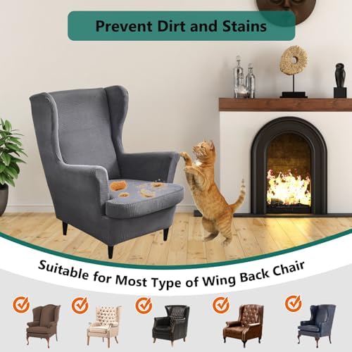 NILUOH Wingback Chair Covers 2-Piece, Armchair Slipcovers - Image 4
