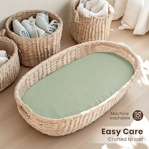 Konssy Muslin Bassinet Sheets for Baby Boys and Girls, 2 Pack - Image 5