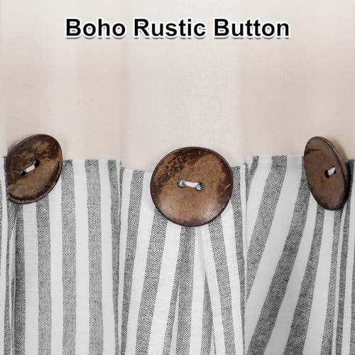 ASPMIZ Cotton Linen Farmhouse Curtains Boho Rustic Button Curtain, Linen Window - Image 3