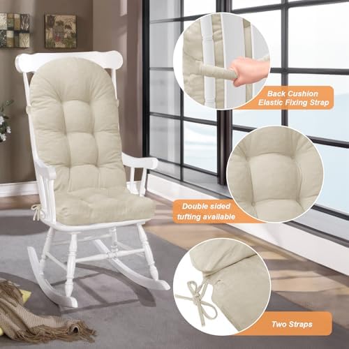 Rocking Chair Cushion, High Back, Light Beige - Image 5