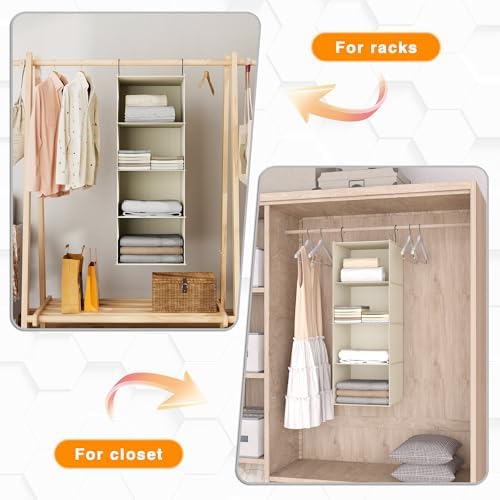 Hanging Closet Organizer 4-Shelf, Oxford Fabric Wardrobe Storage - Image 6