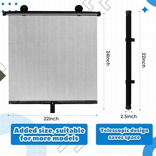 Blossound 2 Pack Car Window Sun Shades, Translucent Black, 22 x 24 Inch - Image 2