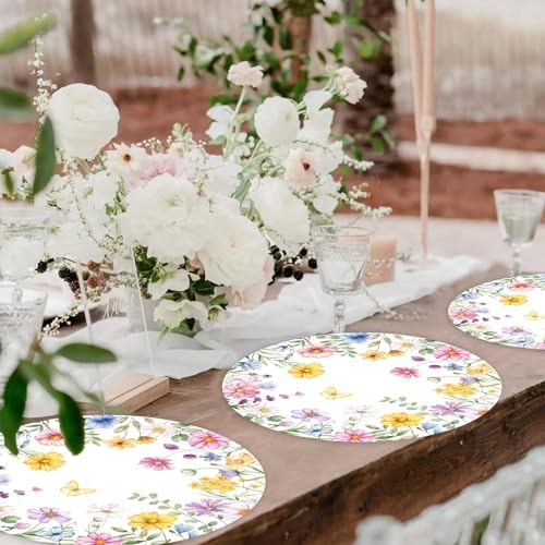 Watercolor Wildflower Wreath Paper Placemats - Image 5
