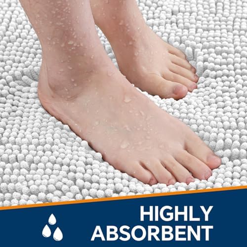 Chenille Bathroom Rug 30"x50" Light Gray, Large Plush Bath Mat - Image 4