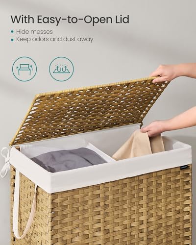 SONGMICS Laundry Hamper with Lid, 43.2Gal Synthetic Rattan - Image 3