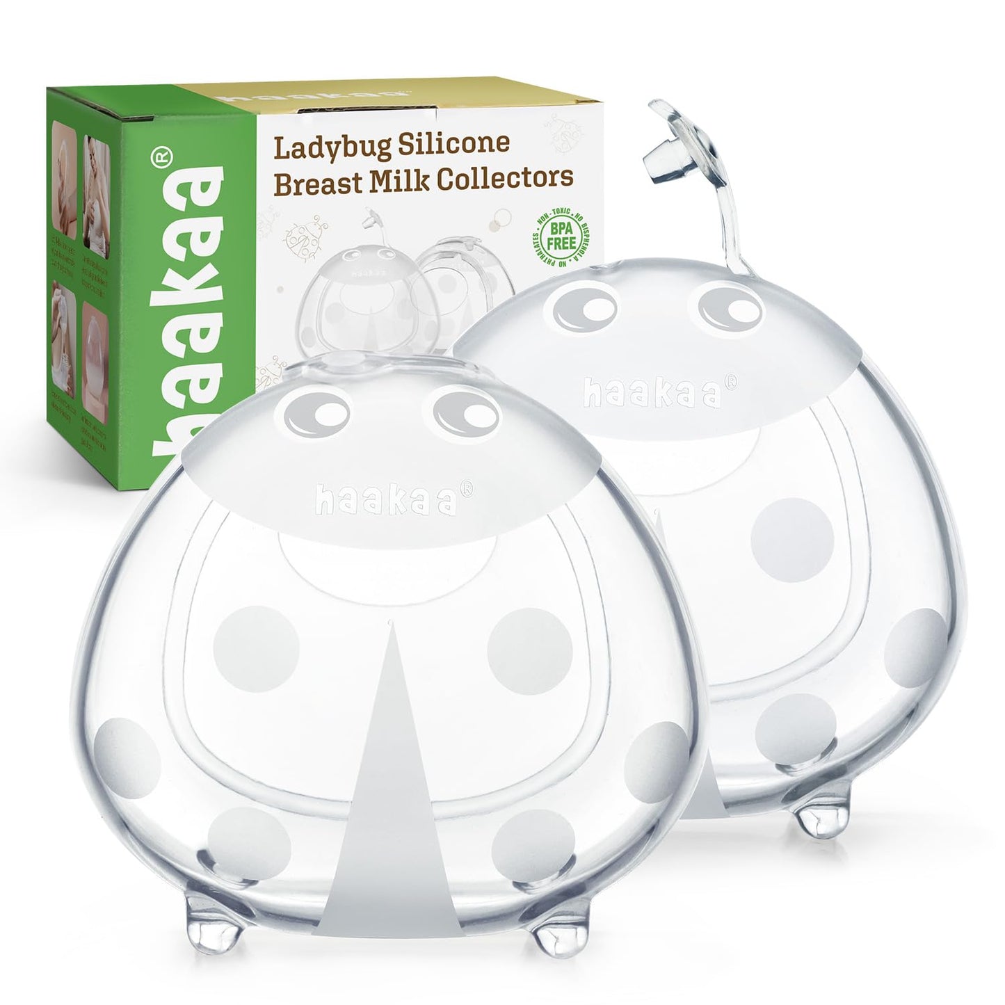 haakaa Ladybug Silicone Breast Milk Collector - Wearable Breast Shells Nursing Cups for Large Milk Supply, Reusable, Extra-Soft & Skin-Friendly (150ml, 2PCS)