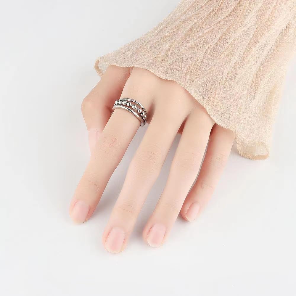 INFUSEU Funny Spinner Fidget Rings for Women Girls Anti Anxiety Stress Worry, Adjustable Size