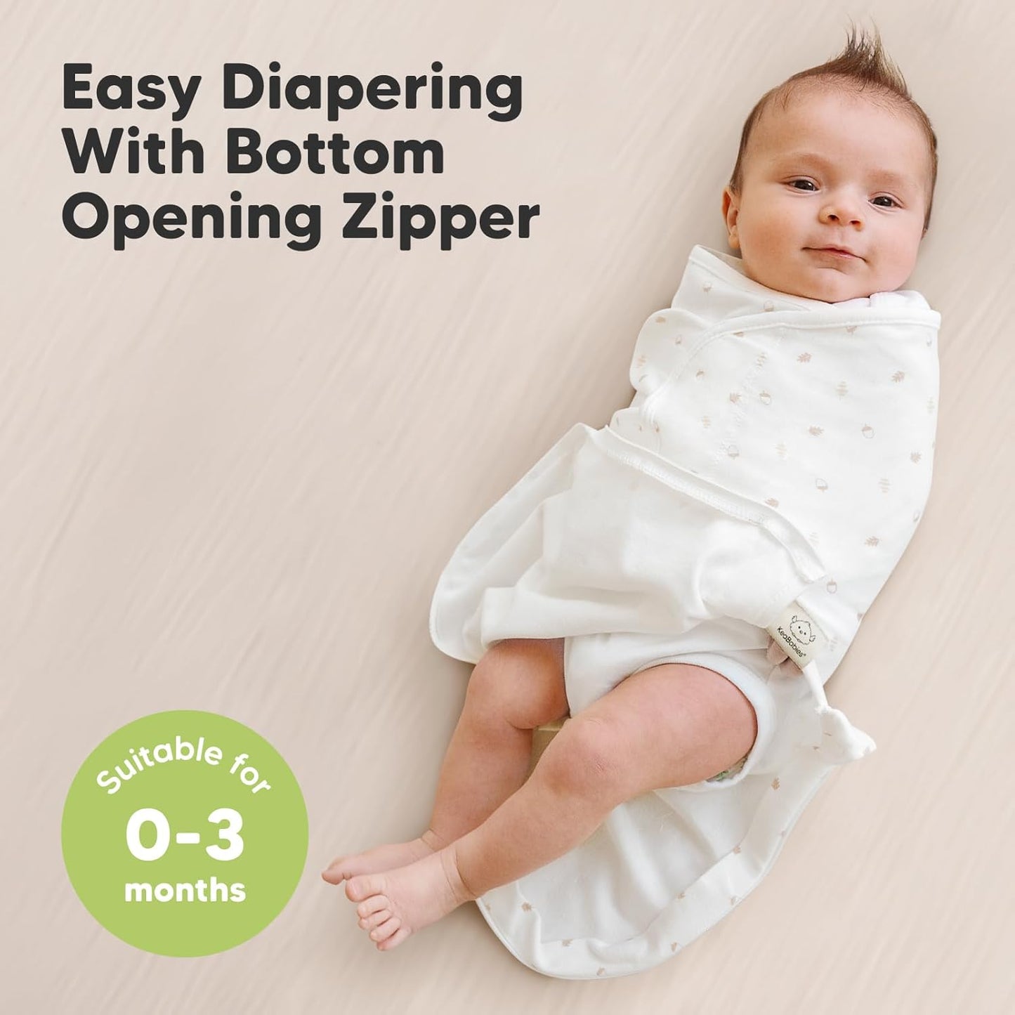 Baby Swaddle Sleep Sacks with Zipper - 3-Pack Swaddles for Newborns 0-3 Months, Infant, Baby Girls, Boys, Soft & Durable Newborn Sleep Sack, Easy Diaper Change Swaddling Blanket(Forest)