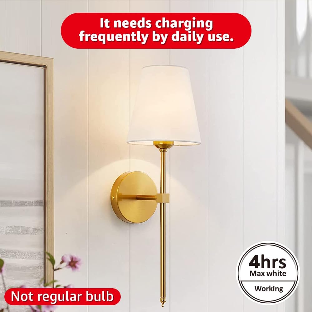 BLUEYE E12 Rechargeable Light Bulb,2Packs,300LM,40W Equivalent,Detachable Charging,4 Color Temperature,Remote Control Puck Emergency Lamp,Timer,Dimmer,for Non-Hardwired