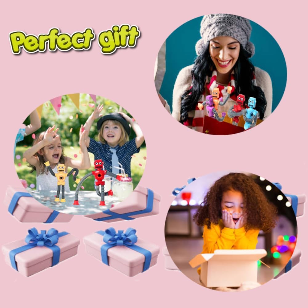 12PCS Telescopic Suction Cup Robot Toy,pop Tubes,Toys for Kids,Toddler Travel Toys,Toddler Sensory Toys,figette Toys,Fidget Toys for Kids,Treasure Box prizes,Small Toys for Kids prizes