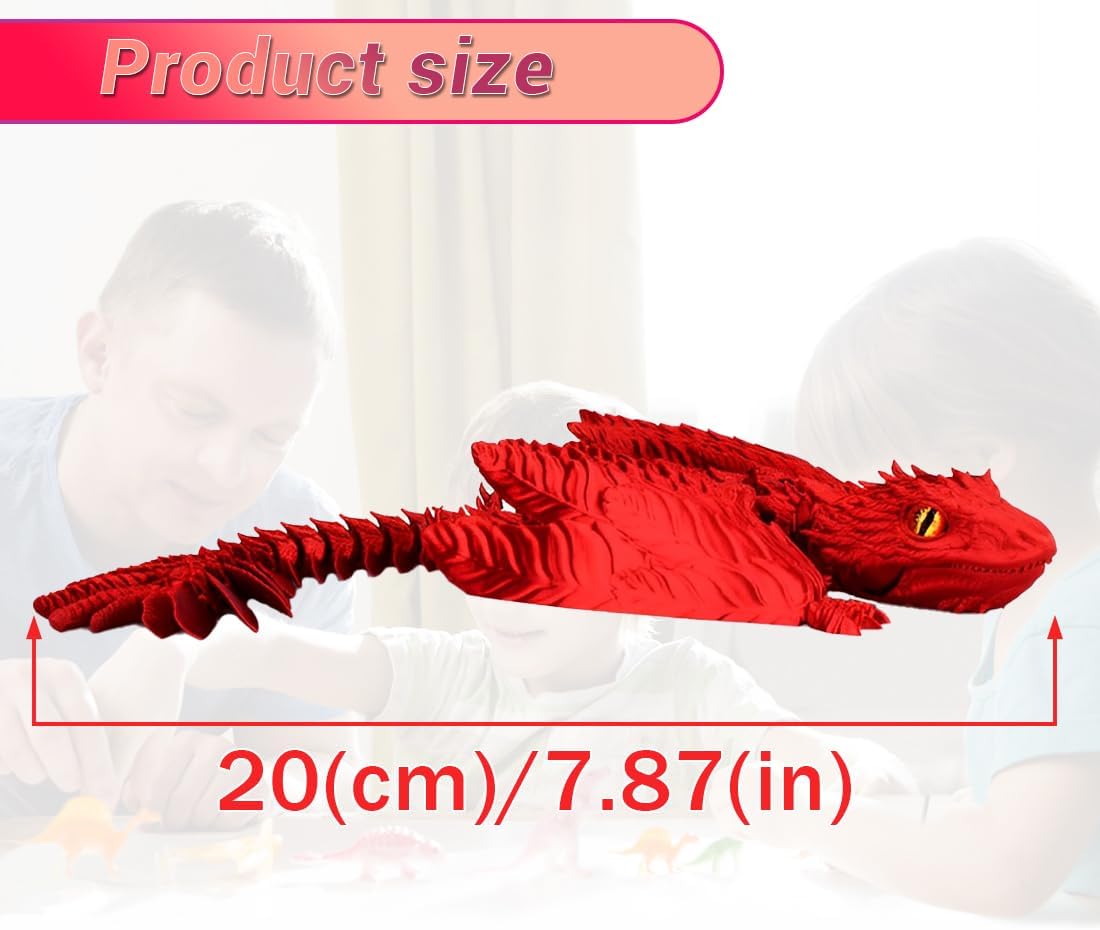 3D Printed Dragon, Feathered Wyvern Dragon, Articulated Dragon, Fidget Dragon Toys for Adult, Home Office Decor Executive Desk Toy