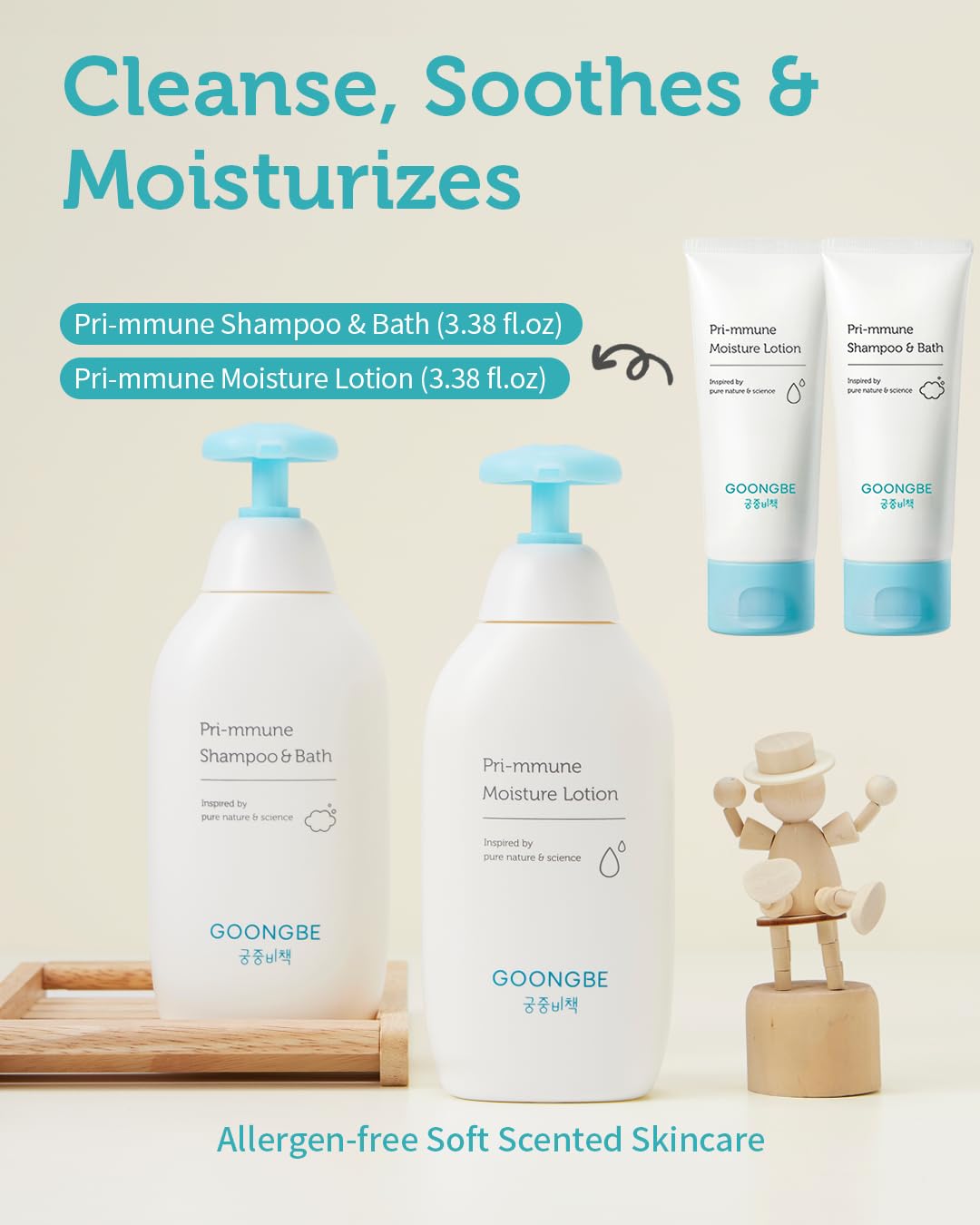 Baby Skincare Duo Set - Korean Baby Skincare & Bath Time Essentials - Shampoo & Bath, Moisutre Lotion - Travel Sized Hydrating & Nourishing Baby Wash and Moisturizer, 2 Items