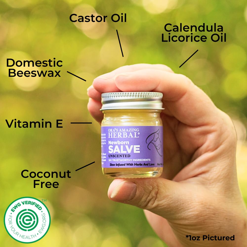 Ora's amazing Herbal, Newborn Salve, Diaper Rash Cream, Calendula Baby Balm, EWG Verified Baby Ointment, Acne Eczema, Butt Cream, Infant Massage, Natural Paraben Free, Good for Sensitive Skin 1 oz