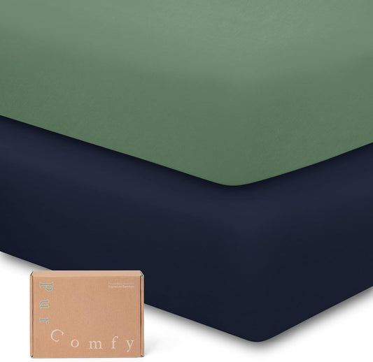 Supersoft Pack 'n Play Sheets - Premium Bamboo Viscose Mini Crib Sheets, 5'' Deep Pocket, 2-Pack - Neutral for Boys & Girls