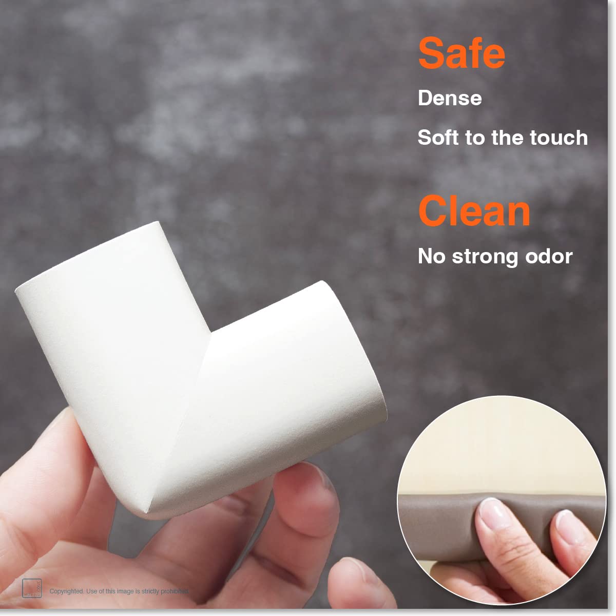Roving Cove HeftyFit Edge Corner Protector Baby Proofing (Large 18ft Edge 8 Corners), Heavy-Duty, Soft NBR Rubber Foam, Furniture Fireplace Safety Bumper Guard, 3M Adhesive, Oyster White (Off White)
