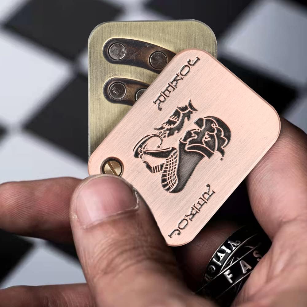 Magnetic Metal Fidget Toys - Metal Poker Push Card Fidget Slider Stress Relief Toy, Men’s EDC Toy Fidget Toy Haptic Coin, Office Desk Toys Gifts for Boyfriend and Father (Joker 1)
