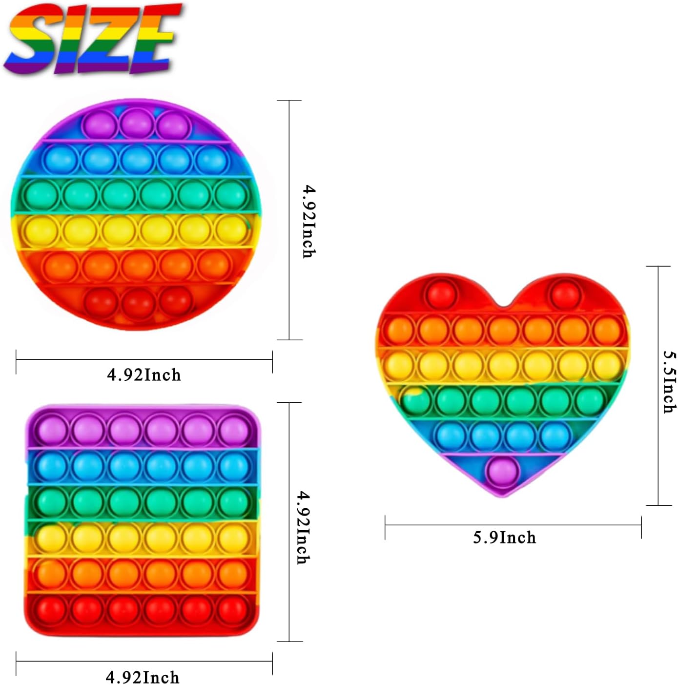24pcs 5in Random Pop Bubble Fidget Sensory Toys, Pop Toy Bulk for Party Favor, Classroom Student Prizes Easter Basket Goodie Bag Stuffers Christmas Valentine Gift for Kid