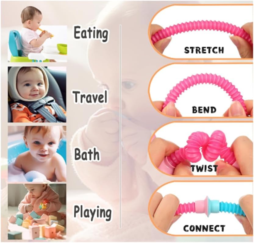 4 Pcs Telescopic Suction Cup Giraffe Toy, Funny Pop Tubes Sensory Toy for Toddlers, Educational Fidget Toys for Anxiety Kids for 3 4 5 6 7 8 9 Year Old Boys Girls
